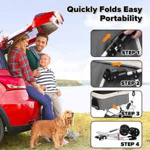 Advwin - Large Dog Stroller One-Step Foldable - petservo