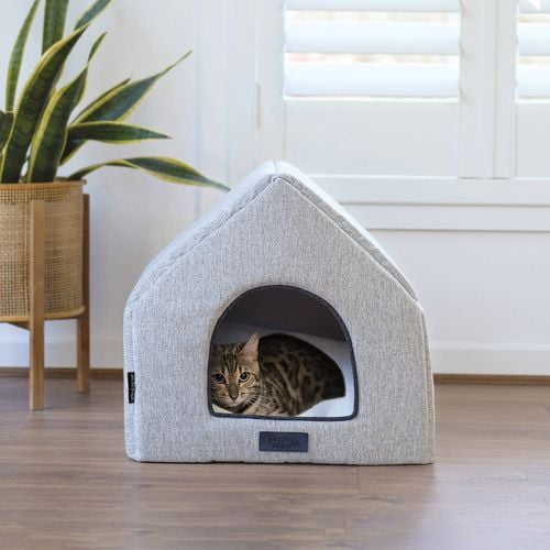 Baxter Bone - Taupe Anti-Bacterial Fabric Cat House - Petservo