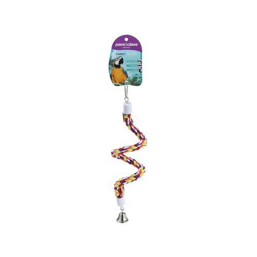 Paws and Claws - Parrot Spiral Rope Toy W/ Bell 50X2Cm - 2PK