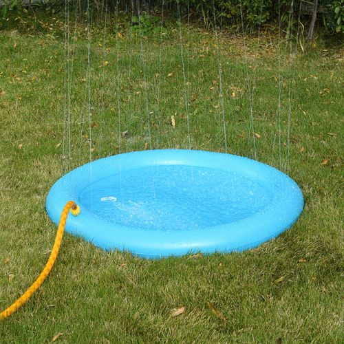 Charlie's Furry Best Friends - Round Dog Pool With Sprinkler Blue - Small