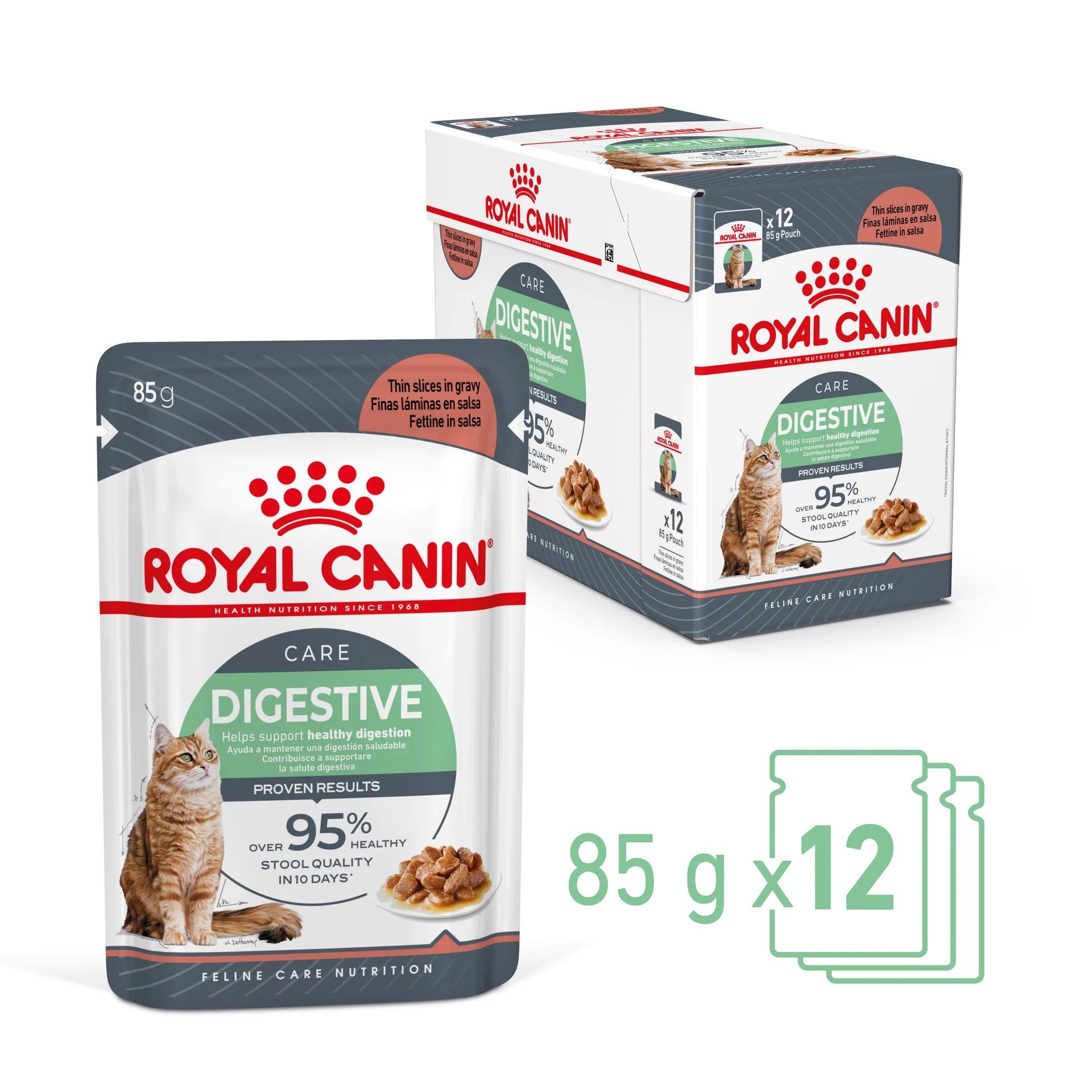 Royal Canin - Digestive Care Gravy Adult Wet Cat Food Pouches 85g x 12 - Petservo