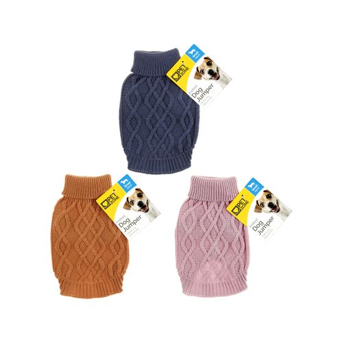 Pet Zone - 25cm Knitted Dog Jumper 3 Assorted Colours - Small