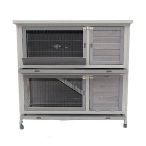 Buy Online YES4PETS 110cm XL Double Storey Rabbit Hutch Cage with Wheel _PetServo