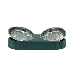 Baxter Bone - Double Olive Ribbed Melamine Pet Bowl - Petservo