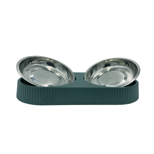 Baxter Bone - Double Olive Ribbed Melamine Pet Bowl - Petservo