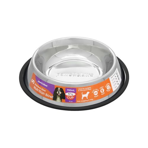 Paws and Claws - 700ml Stainless Steel Pet Bowl - Black - 2PK