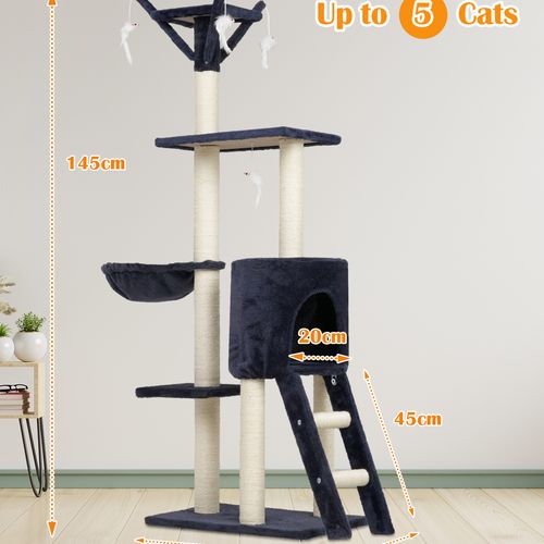 Advwin - 145cm Cat Scratching Post Tree - Dark Blue - petservo