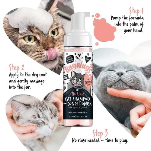 Bugalugs - 200ml No Rinse Cat Shampoo and Conditioner - petservo