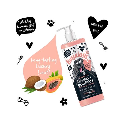 Bugalugs - 500ml Luxury 2 In 1 Papaya And Coconut Dog Shampoo And Conditioner - petservo