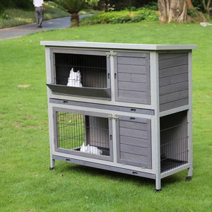 Best YES4PETS 110cm XL Double Storey Rabbit Hutch Cage with Wheel _PetServo