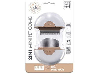 M-PETS - 2 in 1 Mini Pet Comb for long hair - Brown