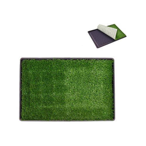 Costway - Dog Pet Grass Toilet Puppy Potty Training Pad Turf Mat Indoor w/Removable Tray - Green