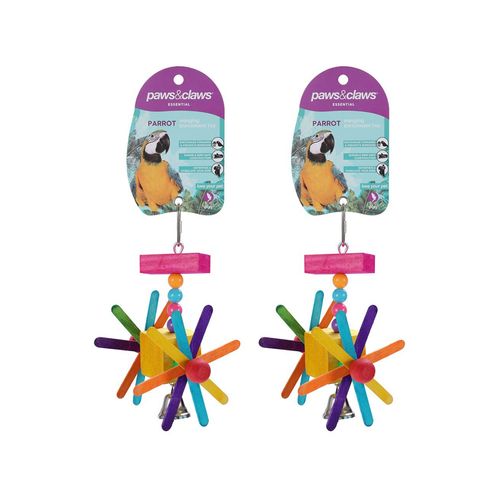 Paws and Claws - 17x10cm Rainbow Wheel Parrot Pet/Bird Toy - 2x