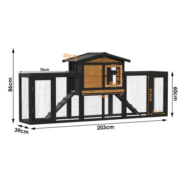 Advwin - Rabbit Hutch Wooden Chicken Coop Brown - Petservo