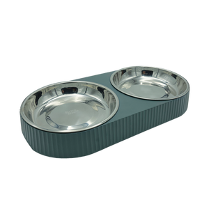 Baxter Bone - Double Olive Ribbed Melamine Pet Bowl - Petservo