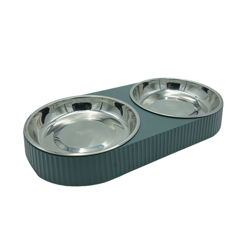 Baxter Bone - Double Olive Ribbed Melamine Pet Bowl - Petservo