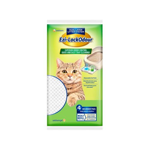 Unicharm - Ezi-Lockodour Absorbent Disposable Cat Pads f/ Dual Layer Litter System - 4PK