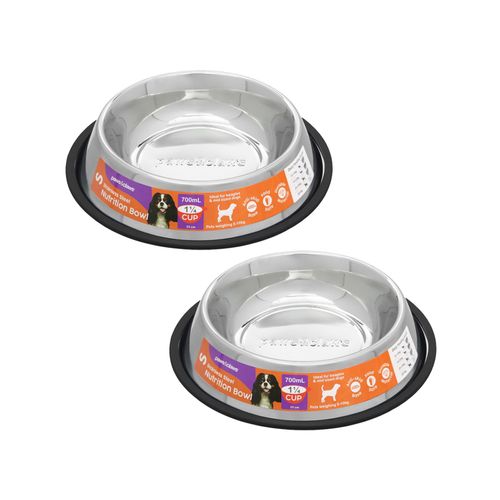 Paws and Claws - 700ml Stainless Steel Pet Bowl - Black - 2PK