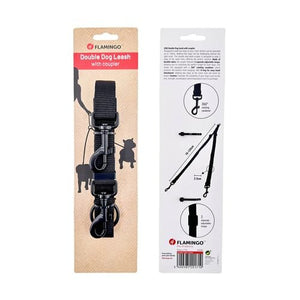 Flamingo - Black Double Dog Leash - petservo