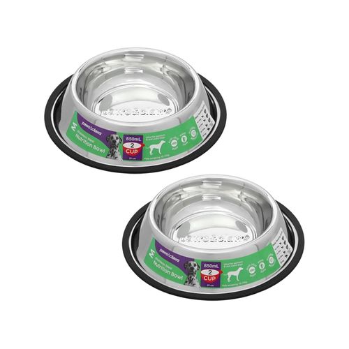 Paws and Claws - 850ml Stainless Steel Pet Bowl - Black - 2PK