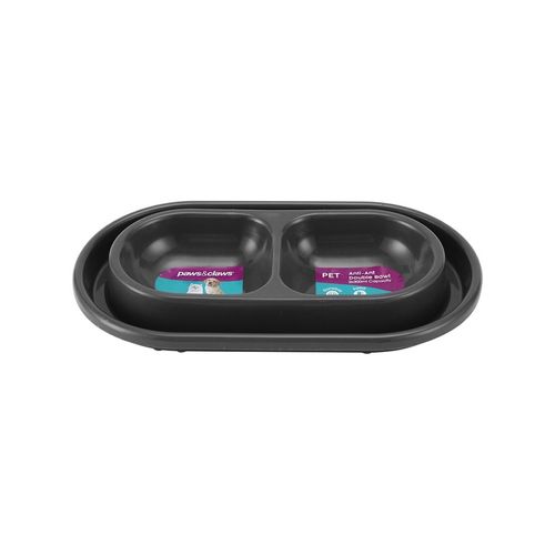 Paws and Claws - Anti-Ant Double Pet Dog Bowl 27x16x4cm Dark Grey - 2PK