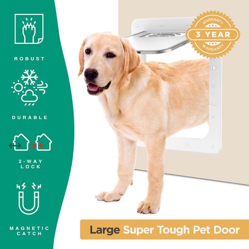 Hakuna Pets - Super Tough Pet Door - Large - White