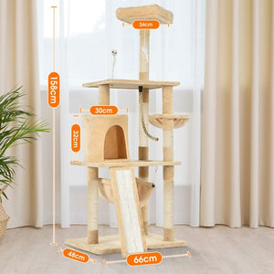 Advwin - 157cm Cat Scratching Post Tree Beige - petservo