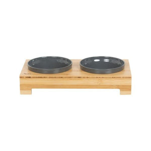 Baxter Bone - Charcoal Two Tone Double Pet Bowl - Small - petservo