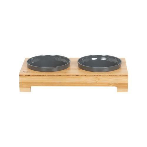 Baxter Bone - Charcoal Two Tone Double Pet Bowl - Small - petservo