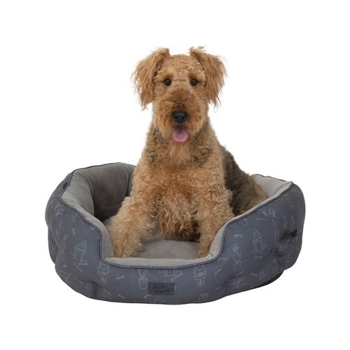 Baxter Bone - Charcoal Green Thumb Print Pet Shell Bed - Small - petservo