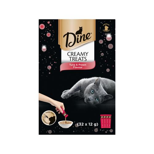 Dine - Creamy Treats 12g Tuna & Prawn Flavour Cat Treats - 32 Sachets - petservo