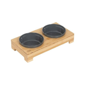 Baxter Bone - Charcoal Two Tone Double Pet Bowl - Small - petservo