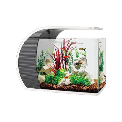 Hygger - 23L Arc-Shaped Fish Tank Aquarium w/ Led Lighting, Hidden Filtration Box