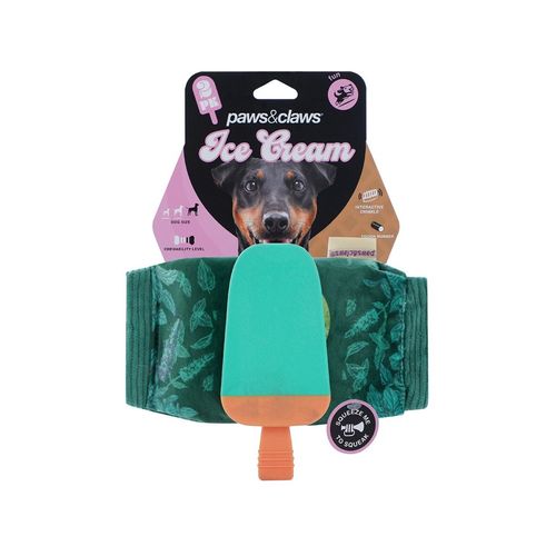 Paws and Claws - Icecream Twin Chew Dog Toy TPR Oxford Green 20x10x5cm - 2pc