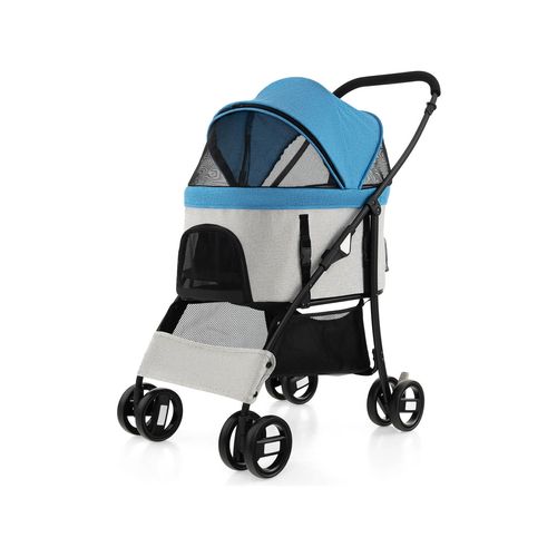 Costway - 3IN1 Pet Stroller Dog Travel Carrier Pram Small/Medium Dogs & Cats - Blue