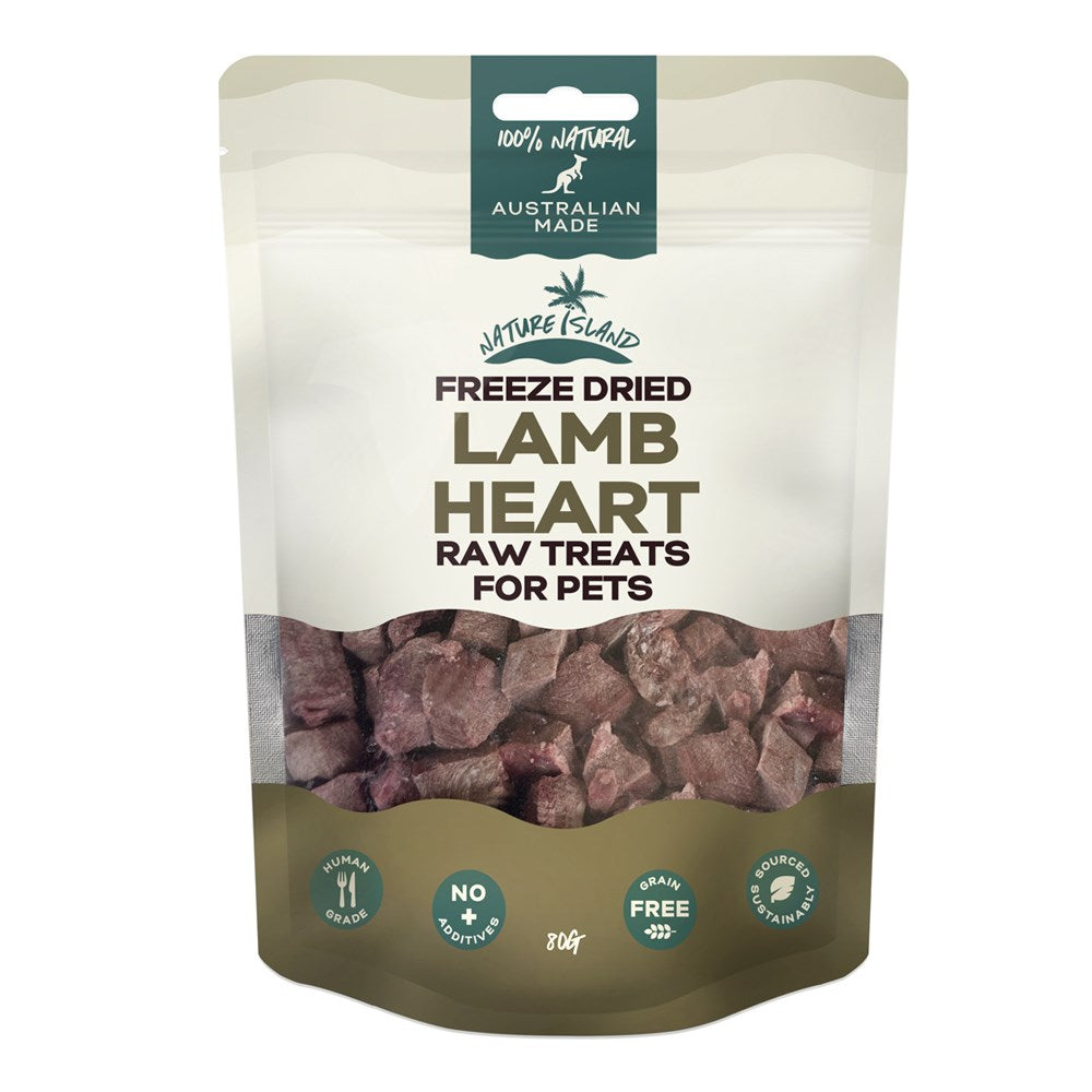 Nature Island - Freeze Dried Lamb Heart Raw treats 80g for Pets - Petservo