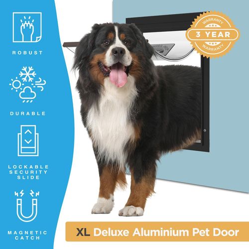 Hakuna Pets - Deluxe Aluminium Pet Door - Extra Large - Black