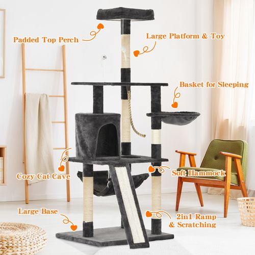 Advwin - 157cm Cat Scratching Post Tree - Dark Grey - petservo