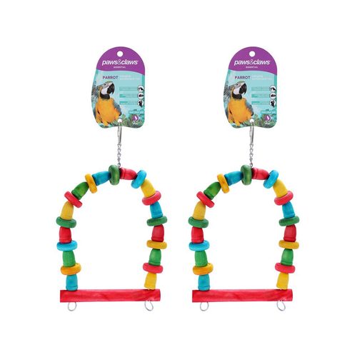 Paws and Claws - 22x18cm Rainbow Swing Parrot Pet/Bird Toy - 2x