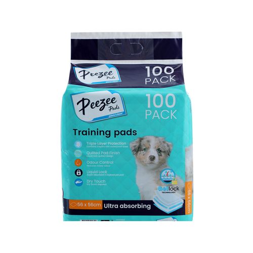 Paws And Claws - 56 x 56cm Antibacterial Pet Training Pads - 100 Pack - Medium