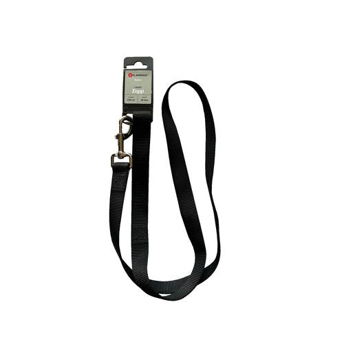 Flamingo - Ziggi 130 x 2.5cm Black Dog Leash - petservo