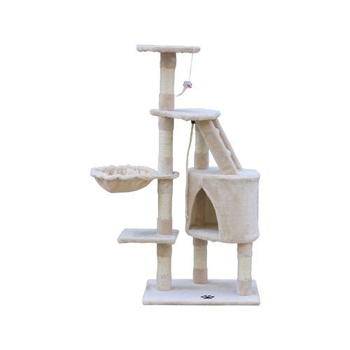 YES4PETS - 120 cm Multi level Cat Kitten Scratching Post Tree-Beige