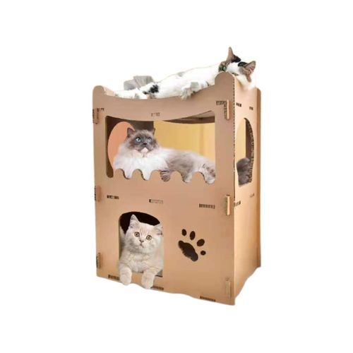 YES4PETS - Cat Cardboard House Tower Condo Scratcher Pet Post Furniture Double Storey