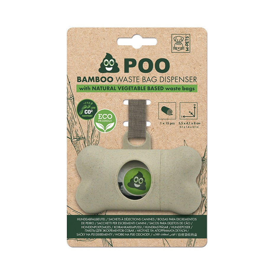 M-PETS - POO BAMBOO Waste Bag Dispenser with natural Vegetable