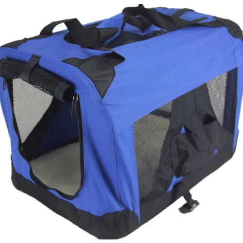 YES4PETS - Portable Foldable Dog Cat Puppy Soft Crate Cage - Blue - Small