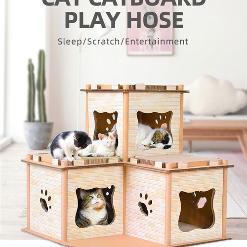 YES4PETS - Cat Cardboard House Tower Condo Scratcher Pet Post Pad Mat Furniture