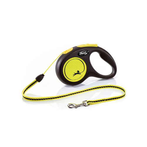 Flexi - 5m Yellow Medium Neon Retractable Reflect Dog Lead - petservo