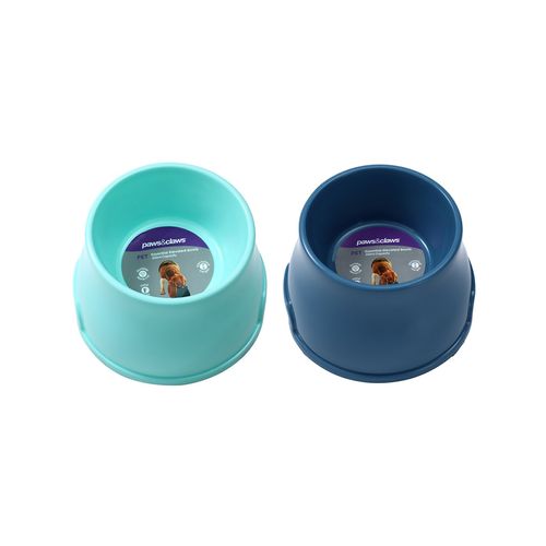 Paws and Claws - 1L 23x16cm Pet Essentials Elevated Bowl Large Assorted - 2PK