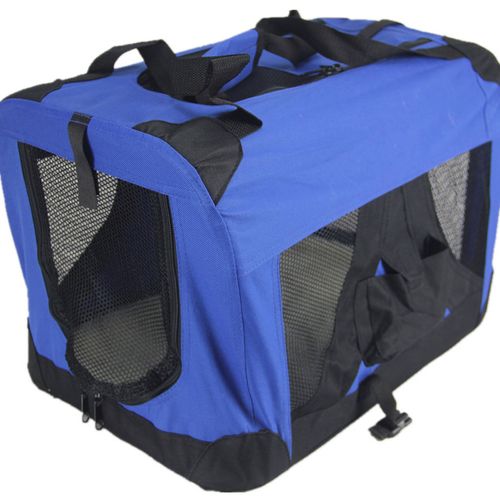 YES4PETS - Portable Foldable Dog Cat Puppy Soft Crate Cage - Blue - Small