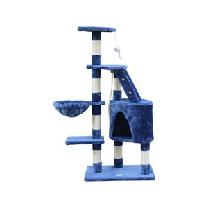 YES4PETS 120cm Blue Multi-Level Cat Scratching Post Tree - PetServo